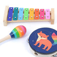 Load image into Gallery viewer, Vilac colorful musical instruments made of wood and metal - rattle drum, xylophone and maracas