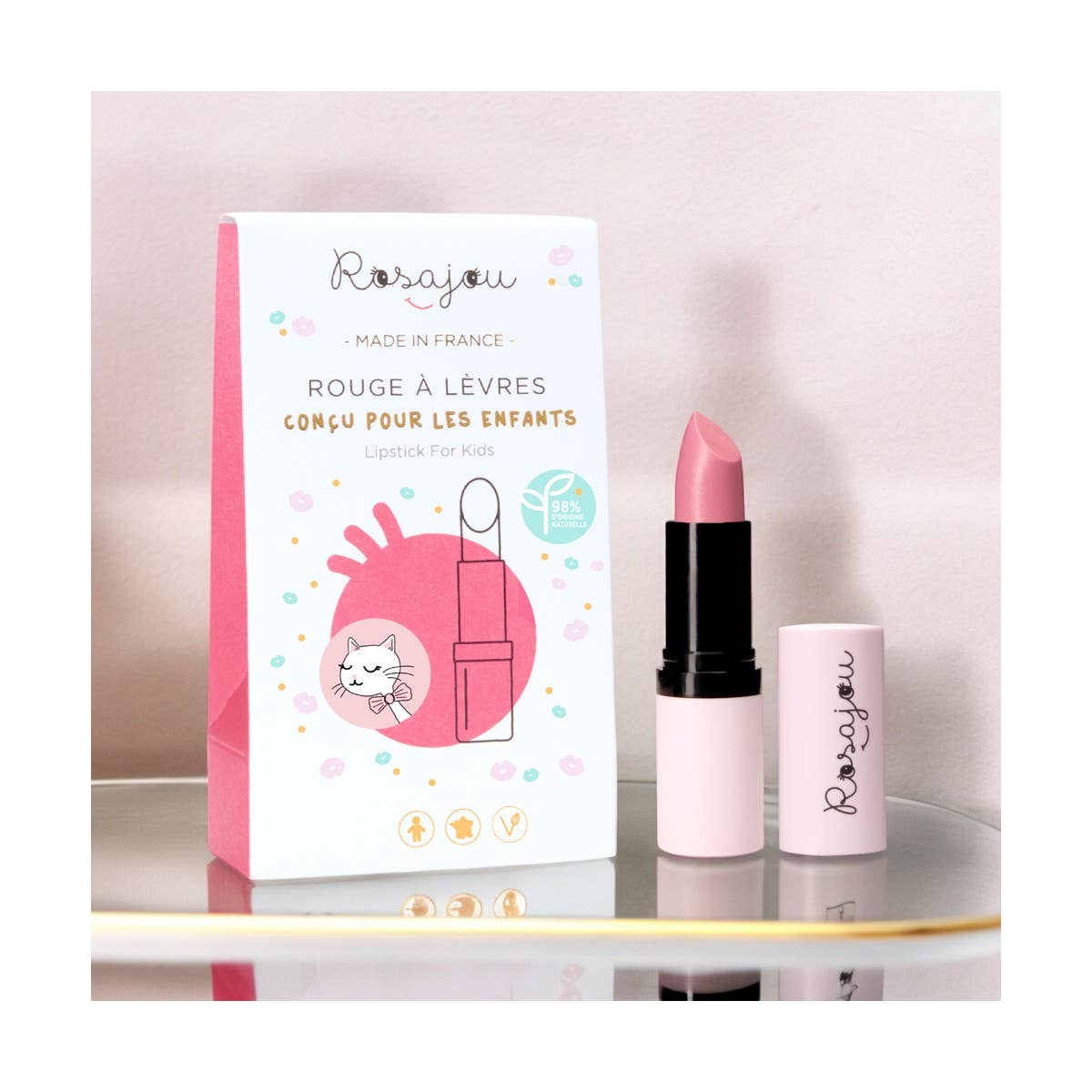 Rosajou vegán ajakbalzsam gyerekeknek - Ballerine (rózsaszín arany csillámos)