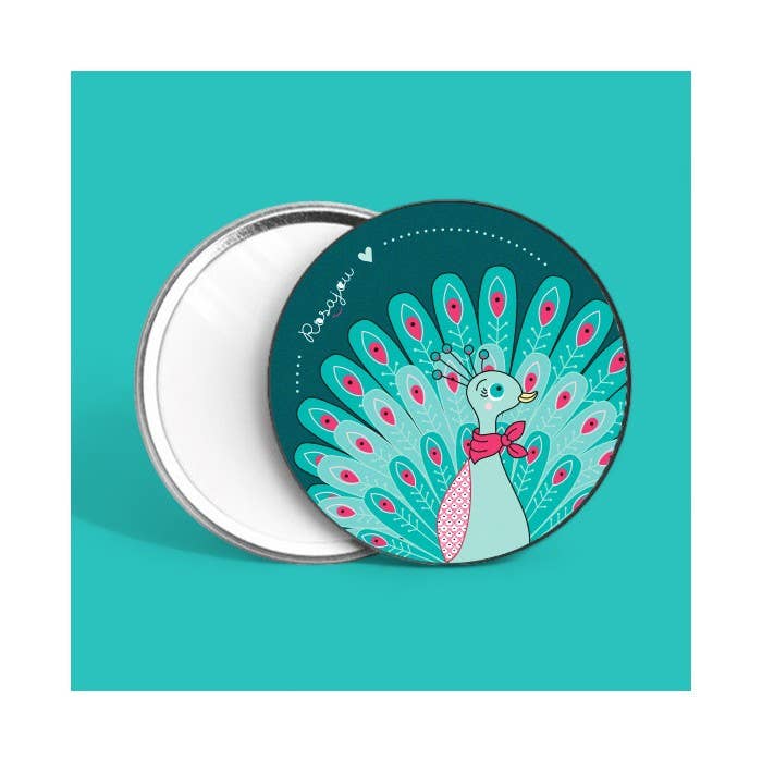 Rosajou gyerek zsebtükör - Páva mintás